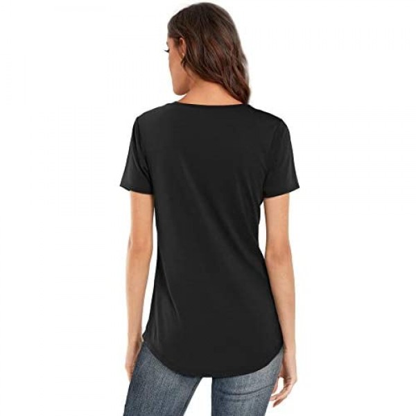 DittyandVibe Women's V Neck T Shirt Short/Long Sleeve Criss Cross Loose Casual Tops
