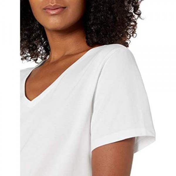 Essentials Women's 2-Pack Classic-Fit 100% Cotton Short-Sleeve V-Neck T-Shirt