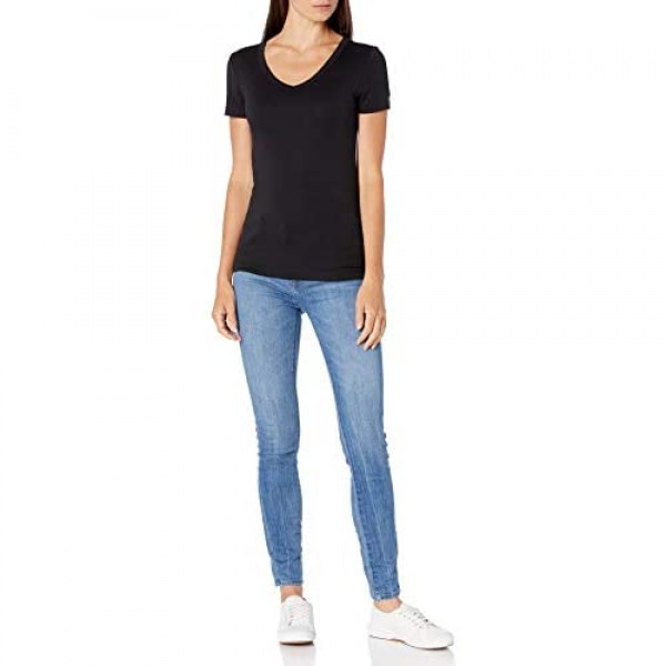 Essentials Women's 2-Pack Slim-Fit Short-Sleeve V-Neck T-Shirt
