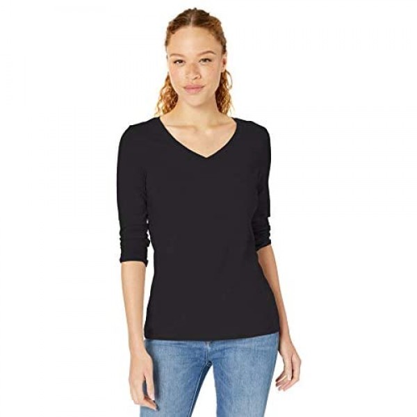 Essentials Women's Classic-Fit 3/4 Sleeve V-Neck T-Shirt