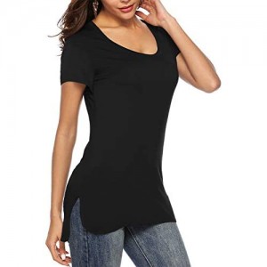 Florboom Womens Casual Tshirts Short/Long Sleeve Scoop Neck Long Fitted Tops Plain T Shirts