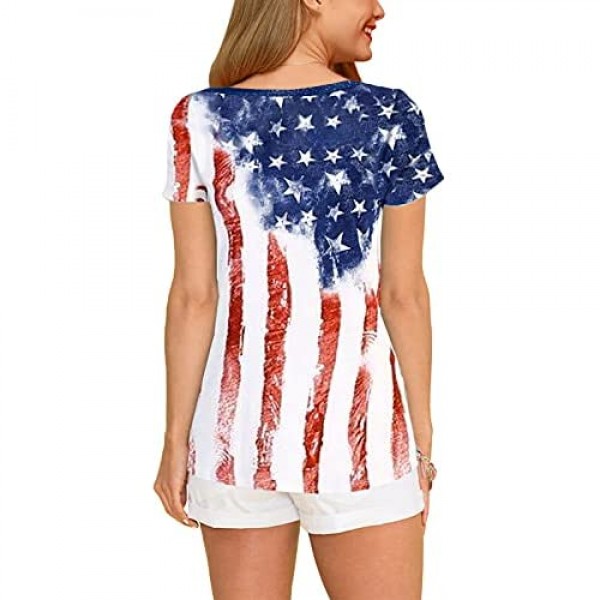 For G and PL Women's July 4th American Flag T Shirts