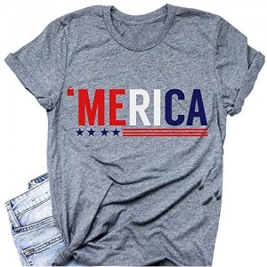 Funny Cute American Flag Tee Shirts for Women Short Sleeve USA American Flag Print Graphic Tee Shirts Tops