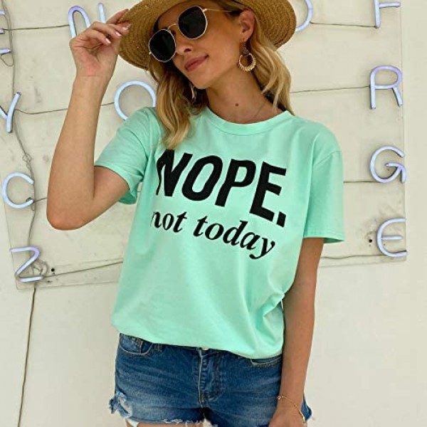Hellopopgo Women’s T Shirts Short Sleeve Summer Tops Graphic Tees Funny Cotton Shirts Vacation Casual Blouse
