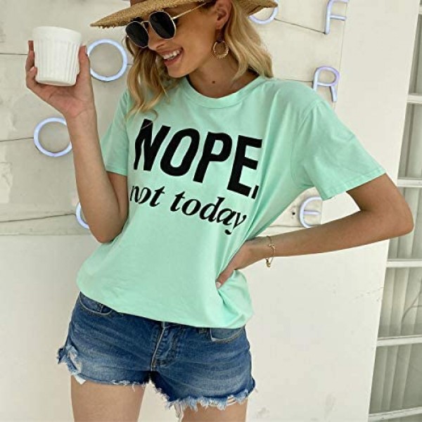 Hellopopgo Women’s T Shirts Short Sleeve Summer Tops Graphic Tees Funny Cotton Shirts Vacation Casual Blouse