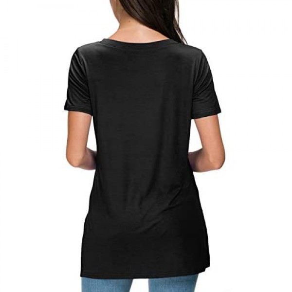 Herou Women Summer Casual Short Sleeve Tops T-Shirts Tees with Side Split