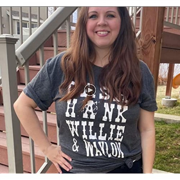 LUKYCILD Cash Hank Willie and Waylon Letter Print Top Women Tank Country Music Shirt Tee