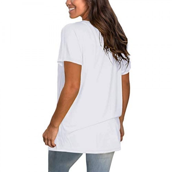 NSQTBA Womens T Shirts Short Sleeve Crewneck Tees Plain Workout Tops Loose Fit