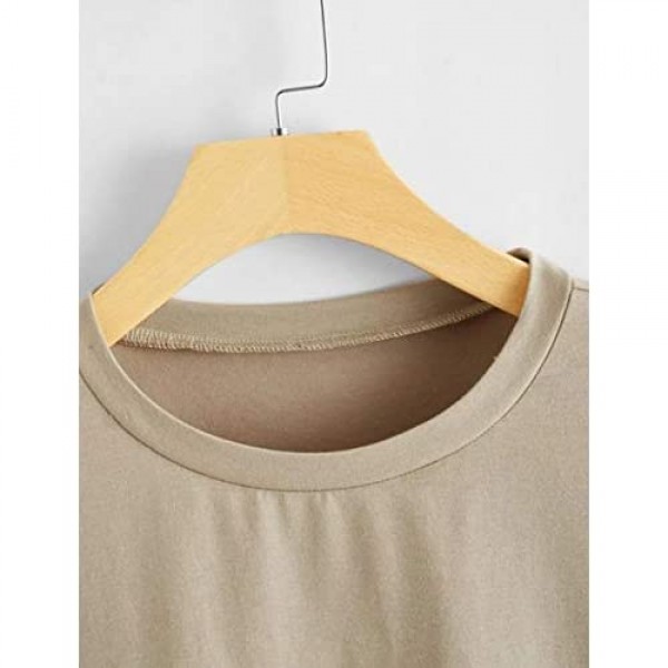 SAFRISIOR Women's Letter Graphic Print Oversize T Shirt Round Neck Drop Shoulder Longline Short Sleeve Tee Shirt Tops