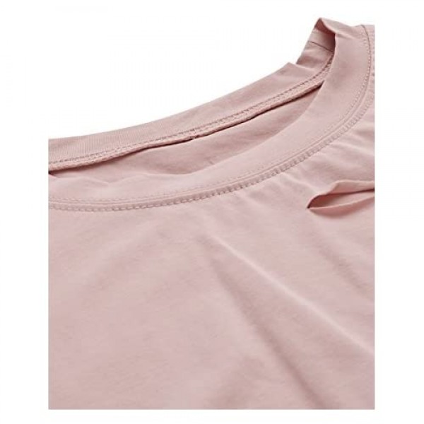 SweatyRocks Women's Summer Short Sleeve Tee Distressed Ripped Crop T-Shirt Tops
