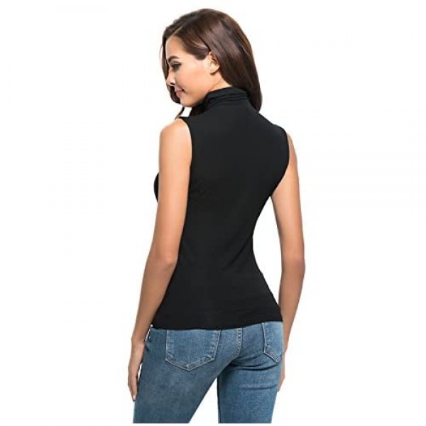 Womens Sleeveless Mock Turtleneck Fitted Underscrubs Soft Stretchy Layer Tee Top