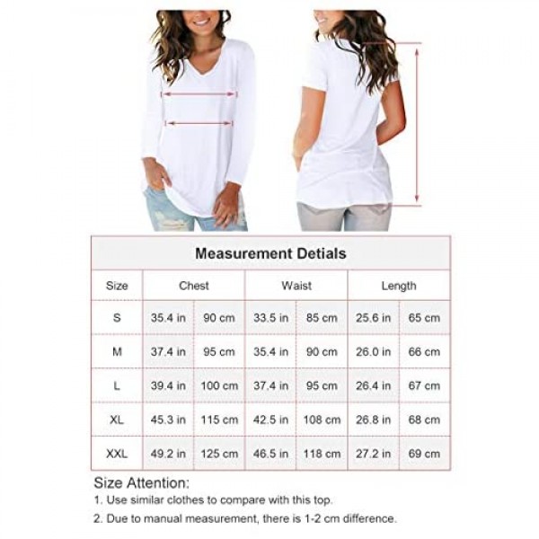 Womens Tops V Neck Tee Casual Short Sleeve and Long Sleeve T Shirts