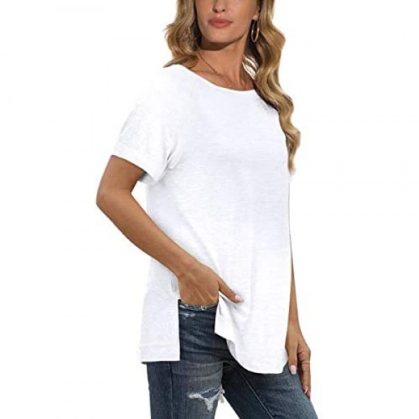 XIEERDUO Womens T Shirts Short Sleeve Crewneck Tees Plain Basic Tops