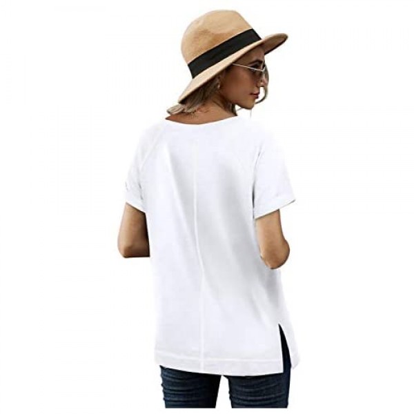 XIEERDUO Womens T Shirts Short Sleeve Crewneck Tees Plain Basic Tops