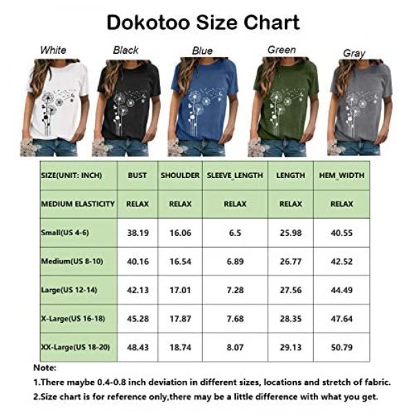 Dokotoo Women's Casual Crew Neck Basic Short Sleeve T Shirts Blouse Tops