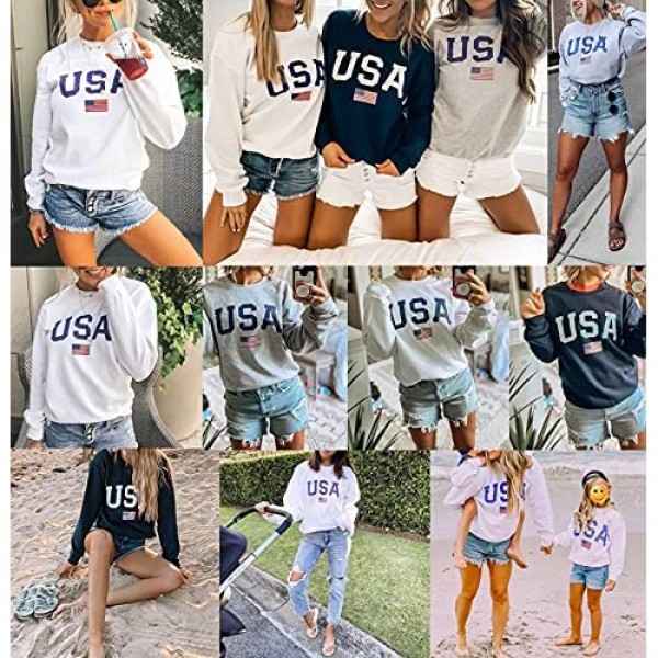 Dressmine Womens Casual Long Sleeve Graphic Tee Shirts Crew Neck Sweatshirts Pullover Tops for Women