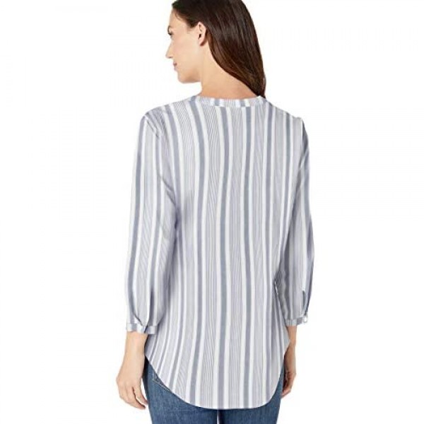 Essentials Women's Relaxed-Fit Lightweight 3/4 Sleeve Cotton Popover Tunic