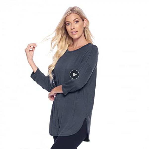 Isaac Liev Women's Tunic Top – 3 Pack Casual 3/4 Quarter Sleeve A-Line Loose Fit Flowy Swing Blouse T Shirts Made in USA