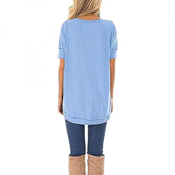 JomeDesign Summer Tops for Women Short Sleeve Side Split Casual Loose Tunic Top