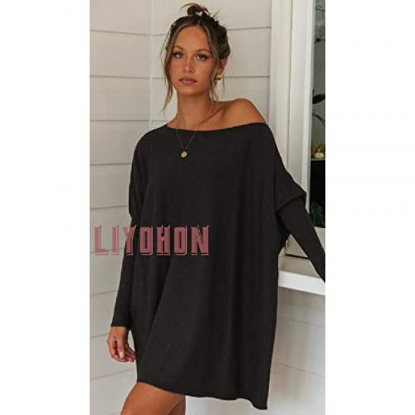 LIYOHON Women's Tunic Tops for Leggings Casual Oversized Shirts Batwing Long Sleeve Loose Fitting Lounge Tops Tunics