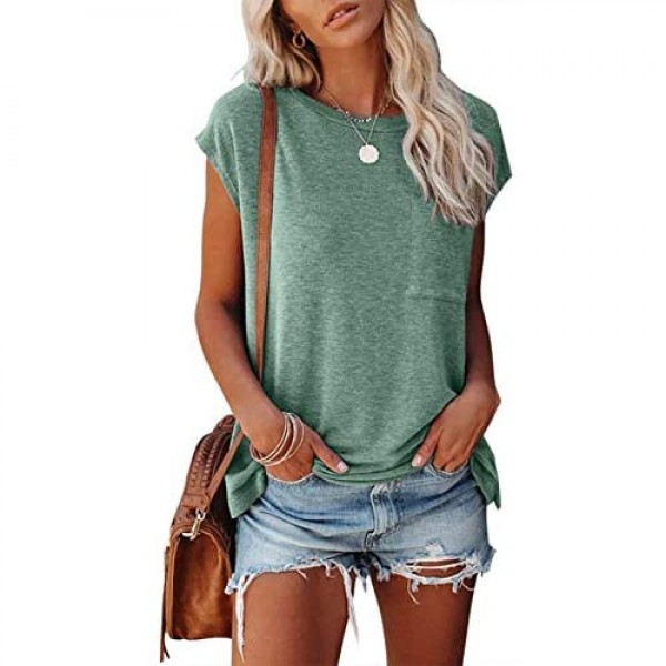 MIROL Women's Short Sleeve Tunic Tops Basic Loose T Shirts Solid Color Batwing Sleeve Casual Tee with Pocket