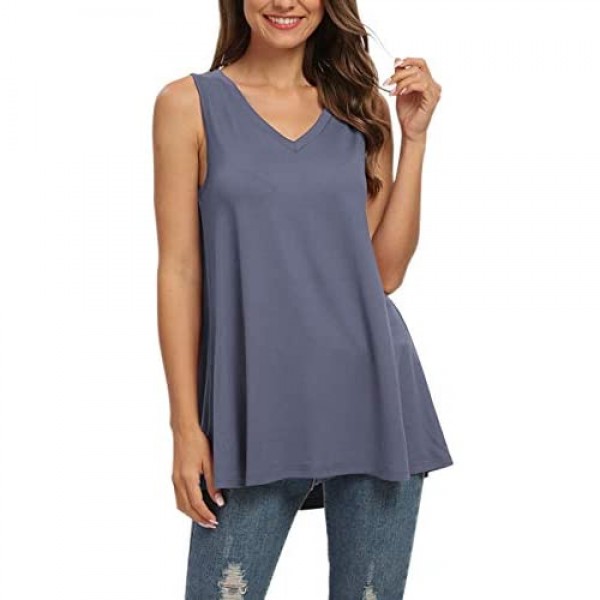MISFAY Women's Summer Sleeveless V-Neck T-Shirt Tunic Tops Blouse Shirts