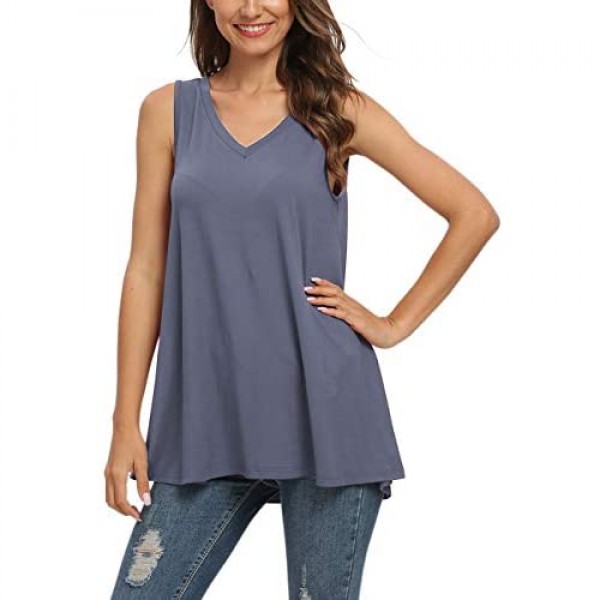 MISFAY Women's Summer Sleeveless V-Neck T-Shirt Tunic Tops Blouse Shirts