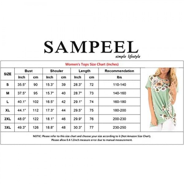 SAMPEEL Women's Casual T Shirts Twist Knot Tunics Tops