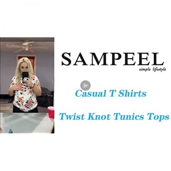 SAMPEEL Women's Casual T Shirts Twist Knot Tunics Tops