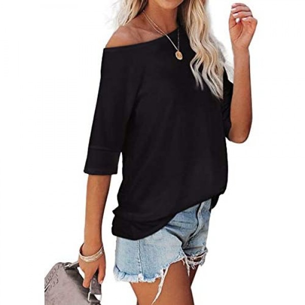Sipaya Women's Off The Shoulder Tops Casual Loose Fitting T Shirts
