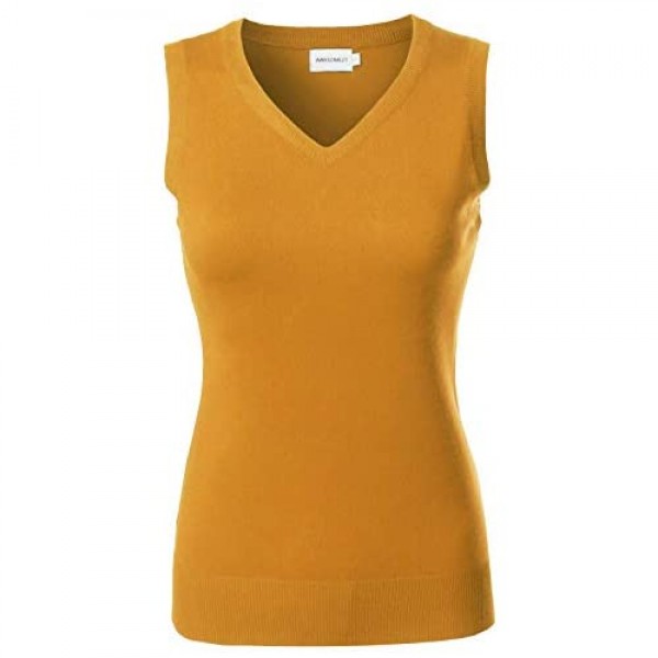Awesome21 Women's Solid Office Look Soft Stretch Sleeveless Viscose Knit Vest Top