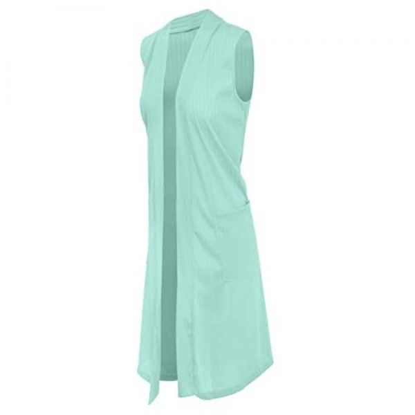 Hybrid & Company Womens Casual Sleeveless/Short Sleeve Open Front Drape Cardigan