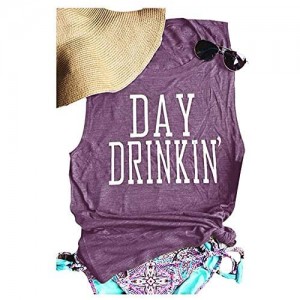 MK Shop Limited Women's Day Drinkin' Casual Tank Funny Letters Print Vest T-Shirt