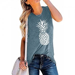 Pineapple Tank Top Women Funny Graphic Tunic Vest Sleeveless T-Shirt Workout Tops Beach Vacation Clothes