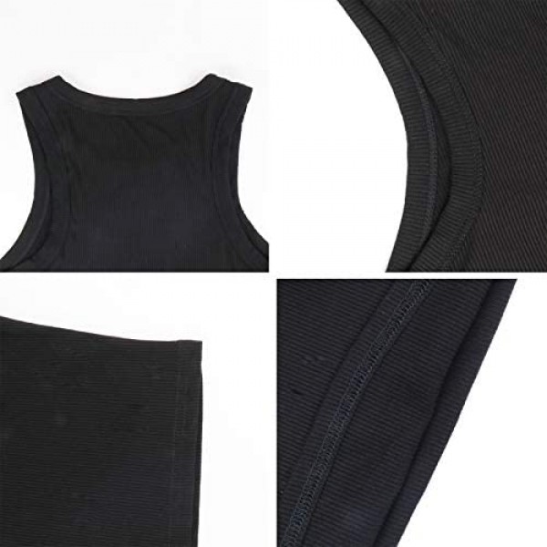 SUBANG 2 Pieces Basic Crop Top Solid Color Sleeveless Vest for Women and Girls
