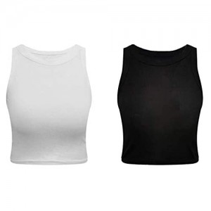 SUBANG 2 Pieces Basic Crop Top Solid Color Sleeveless Vest for Women and Girls