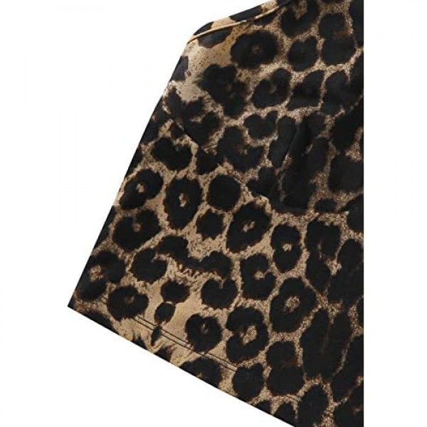 SweatyRocks Women's Casual Leopard Print Warp Surplice Front Spaghetti Strap Cami Top