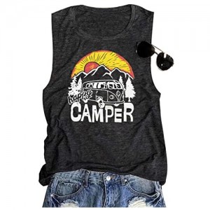 TAOHONG Camping Tank Top Women Cute Graphic Sleeveless Shirt Mountain Hiking Outdoor Vacation Tank Summer Muscle Vest Top