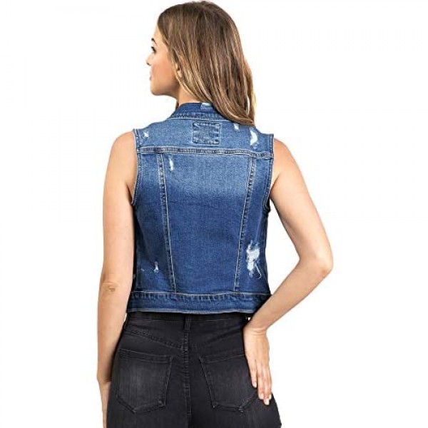 Wax Jeans Women's Classic Cropped Denim Vest