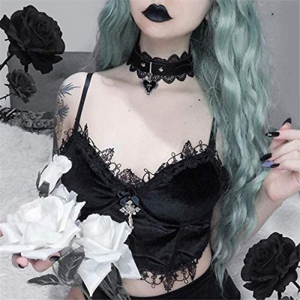 Women's Gothic Strapless lace Suspenders Leisure Bow Suede Tops