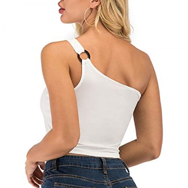Women's Sleeveless Crop Tops Sexy One Shoulder Strappy Vest