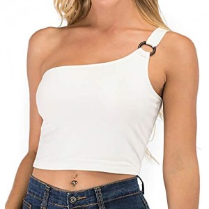 Women's Sleeveless Crop Tops Sexy One Shoulder Strappy Vest