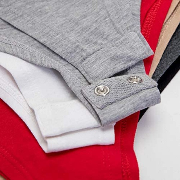 Cami/Short/Long Sleeve Stretch Basic Snap Closure Cotton Bodysuit Jumpsuit