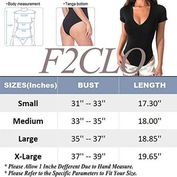 F2CLO Women's V Neck Bodysuit Tops Short Sleeve T Shirts Sexy Jumpsuit