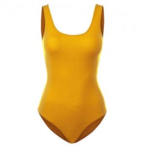 FashionMille Women's Scoop Neck Sleeveless Stretch Cotton Bodysuit Tank Top