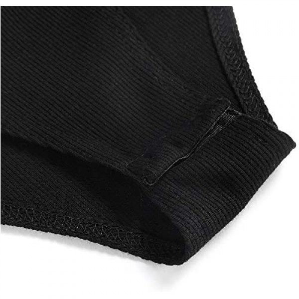 GEMBERA Women Short Sleeves Henley Neck Button Down Bodysuit Ribbed Knit Thong Basic Leotard Top