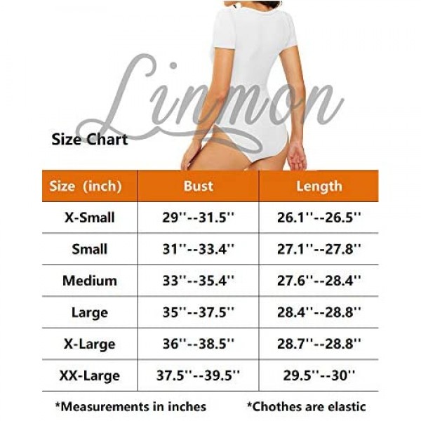 LINMON Women's Round Collar Short Sleeve/Long Sleeve Bodysuit Stretchy Jumpsuit Tops