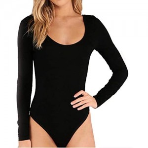 SUNRO Women's Sexy Long Sleeves Round Neck Bodysuits Jumpsuits