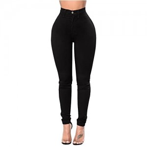 Aodrusa Womens Skinny Jeans High Waisted Stretch Slim Denim Butt Lift Pencil Pants Black