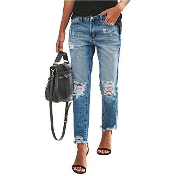 Baggy Ripped Jeans for Teen Girls Women High Waisted Wide Leg Straight Denim Streetwear Fashion Pants